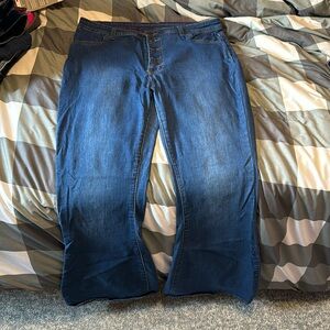 Plain blue Jean flares